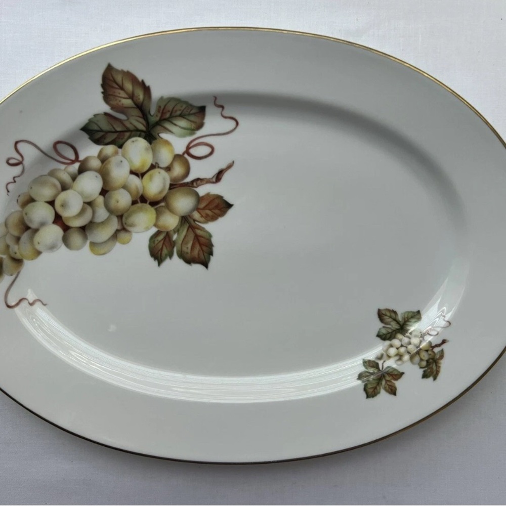 Limoge France China Oval Platter with grape design 14-1/4” x 10-1/4”